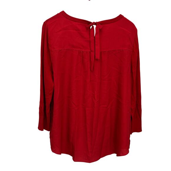 Lauren Ralph Lauren Red Cotton Blouse XL Back Bow Detail Classic Fit Top - Picture 3 of 7